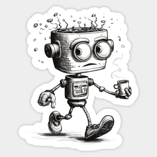 Vintage Robot Coffee Maker Sticker